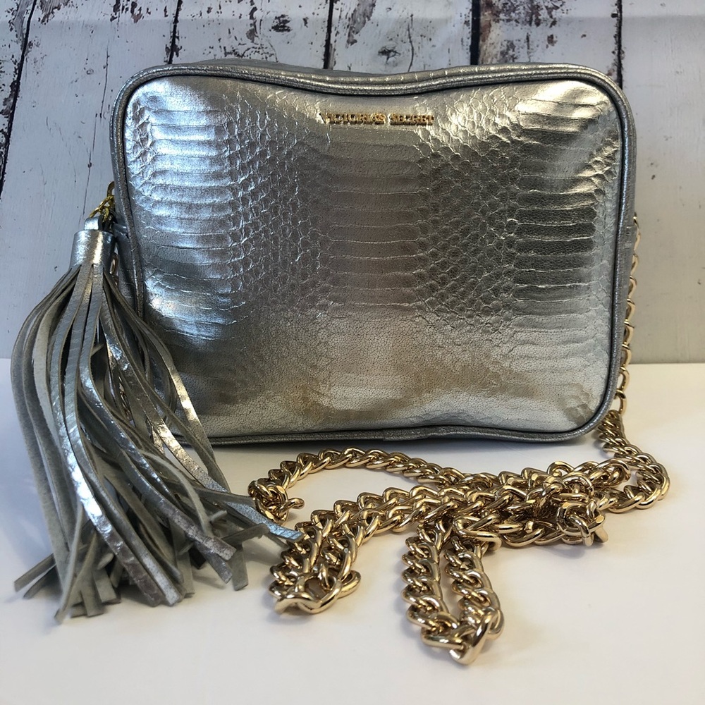 Victoria’s Secret Silver Purse with Gold Chain